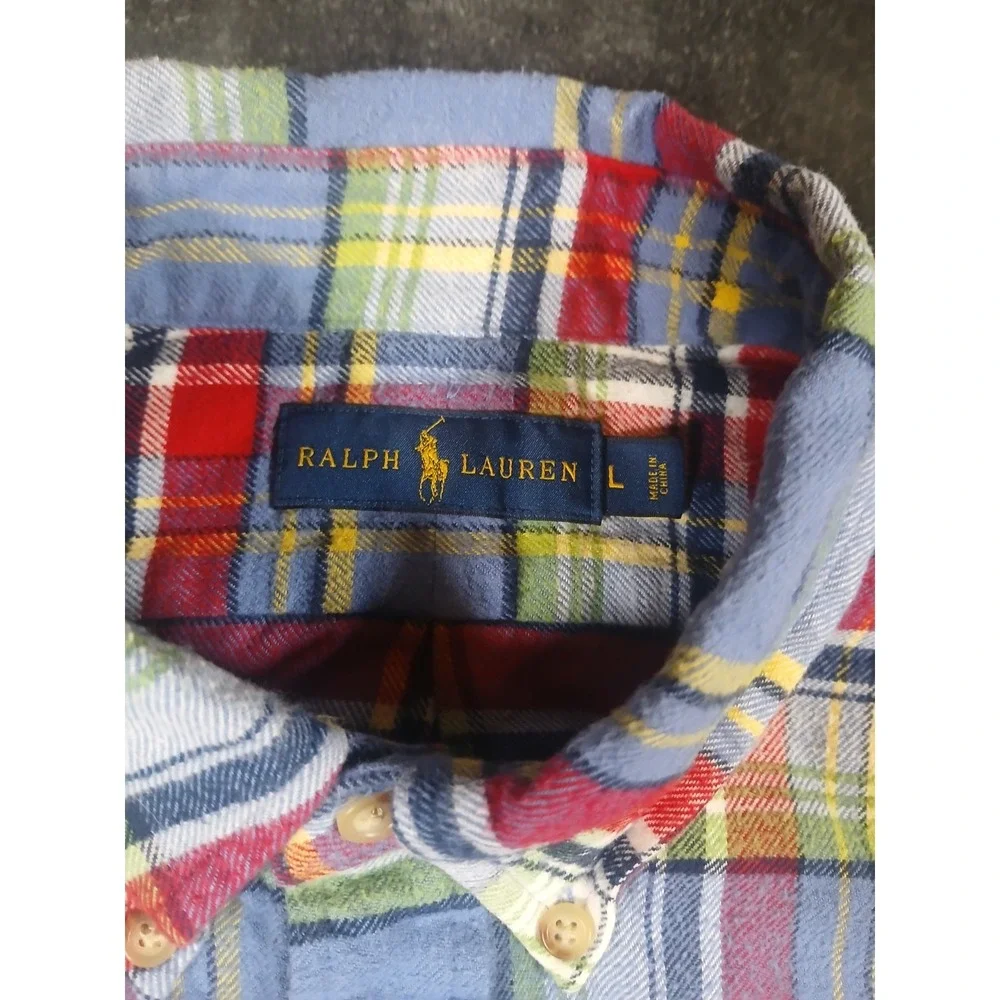 Polo Ralph Lauren Shirt Men's LARGE Button Down Classic Fit Casual‎ Flannel